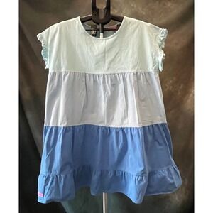 Simply Southern Blue Colorblock Ruffle Sleeve Dress Women's Size Extra Large